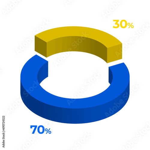 70 30 3d donut pie chart illustration eps vector