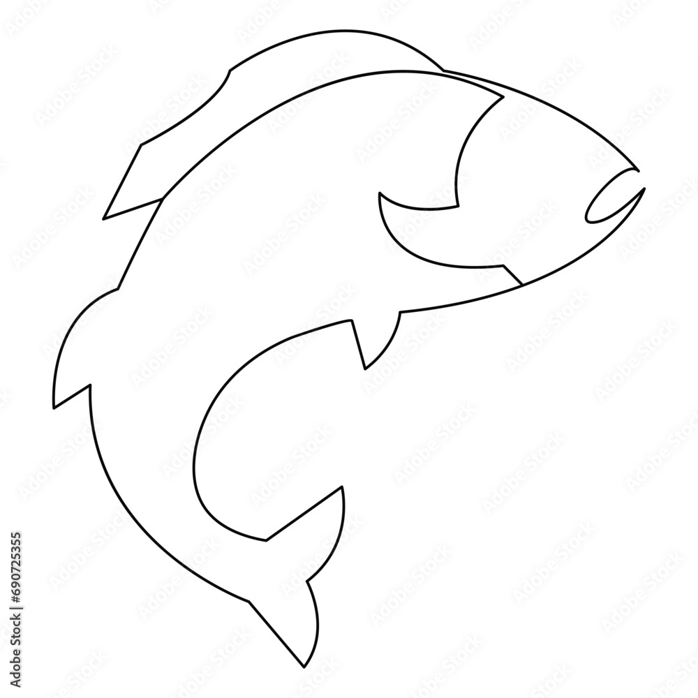 Fish continuous one line art drawing illustration hand drawn sketch style outline vector Fish continuous one line art drawing illustration hand drawn sketch style outline vector