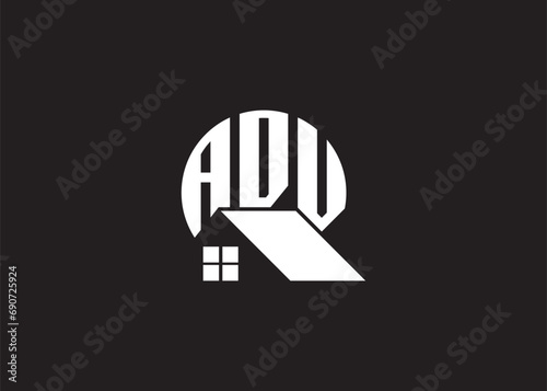 Real Estate Letter ADV Monogram Vector Logo.Home Or Building Shape ADV Logo