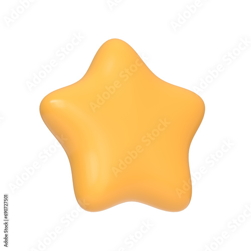 Yellow star icon isolated on white background. 3D icon  sign and symbol. Cartoon minimal style. 3D Render Illustration