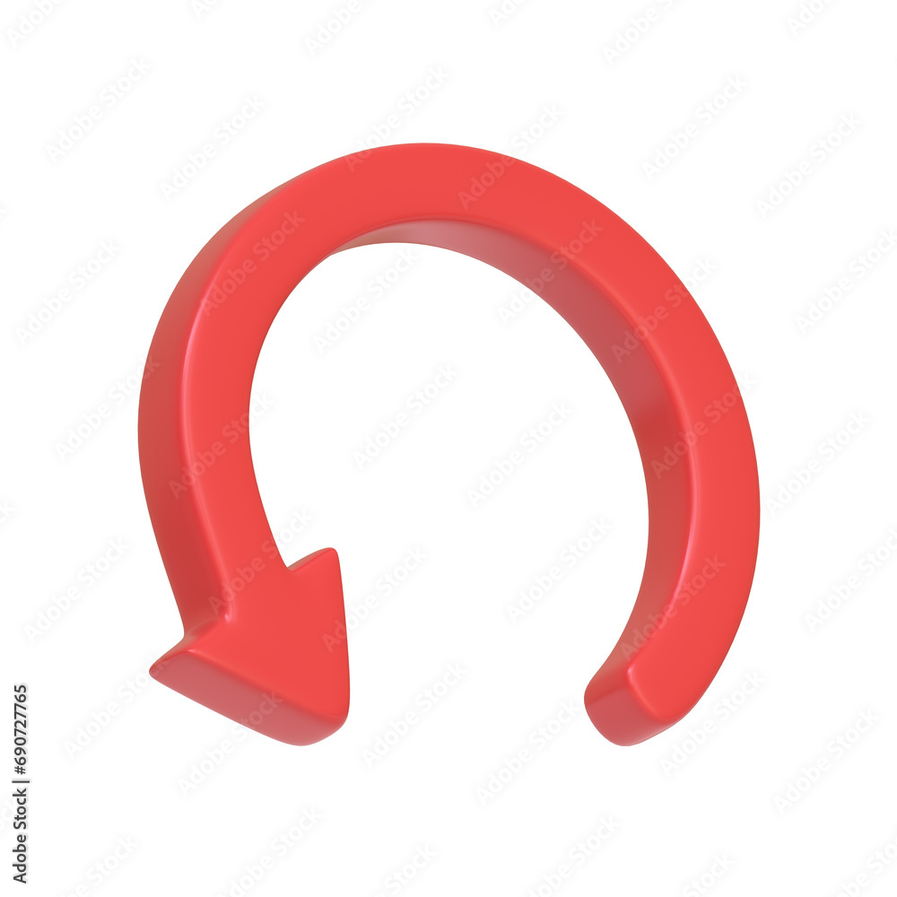 Red arrow icon, update symbol isolated on white background. 3D icon, sign and symbol. Cartoon minimal style. 3D Render Illustration Red arrow icon, update symbol isolated on white background. 3D icon, sign and symbol. Cartoon minimal style. 3D Render Illustration