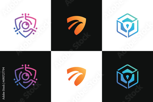 security shield logo concept. internet security logo. logo design collection