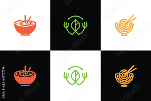 Noodle restaurant and food logo. A collection of noodle logos
