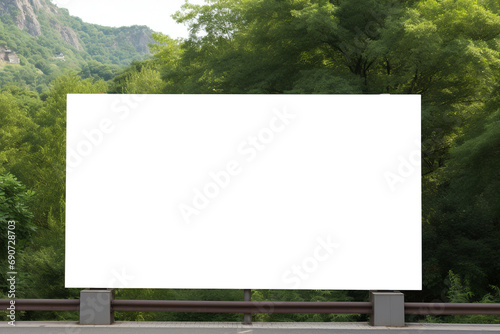 Transparent Billboard Mockup  City Oasis with Trees and Green Foliage