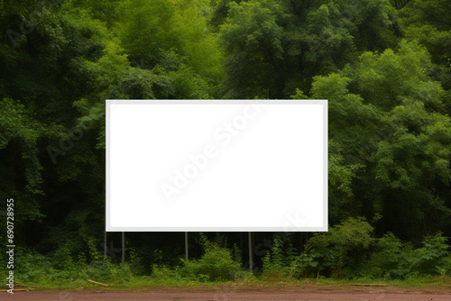 Transparent Billboard Mockup: City Oasis with Trees and Green Foliage