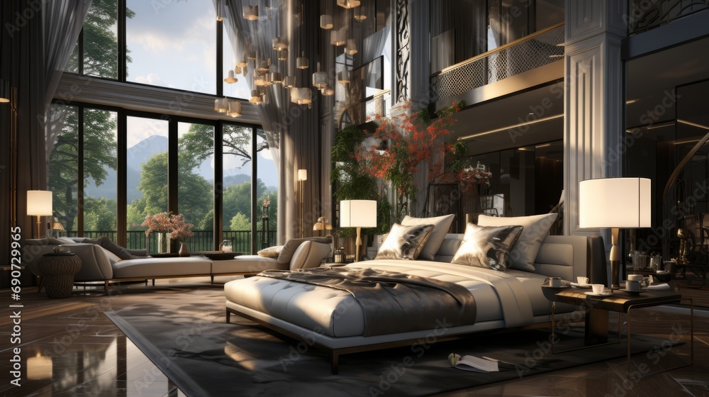 Elegant King-Size Bedroom Luxury - AI Generated