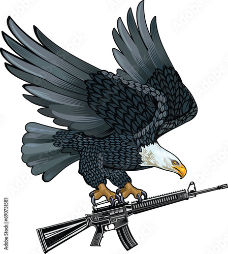 The Bald American eagle color tattoo