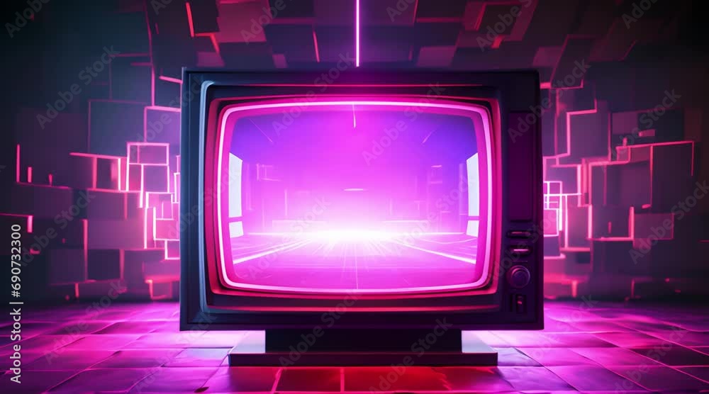 Retro waves on vintage computer screen