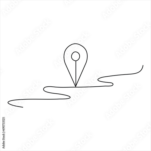 Continuous one line art drawing Location pointers outline vector hand drawn illustration