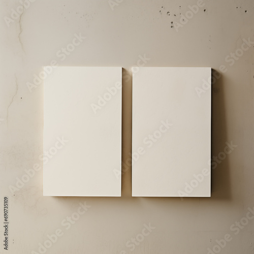 blank business cards on stone background mock up