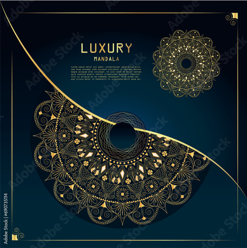 Luxury Ornamental Golden Background With Mandalic Design, Mandala Vector Illustration Design photo