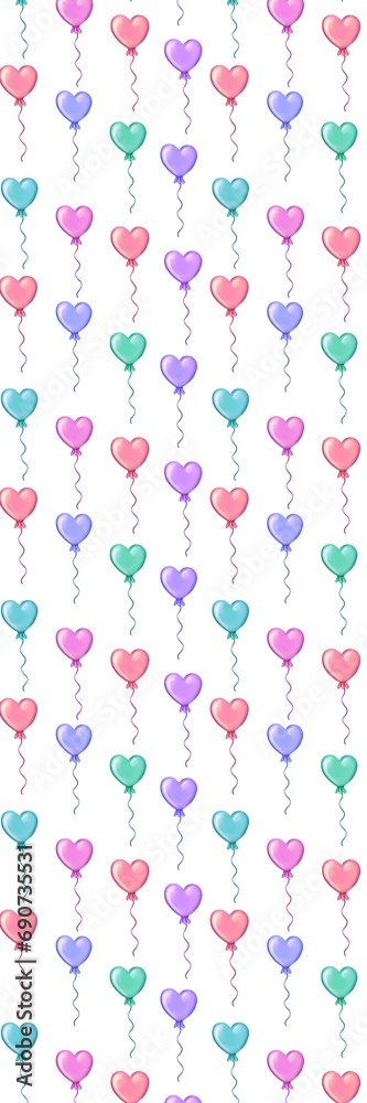 White Blue Pink Heart Air balloons pattern Bookmark - 1