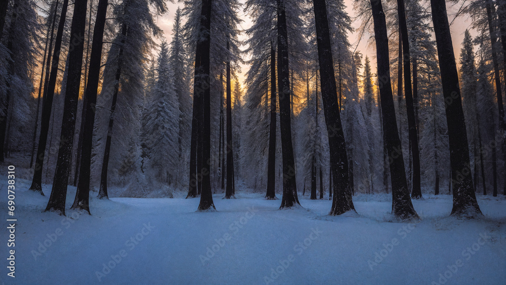 evening winter forest evening winter forest