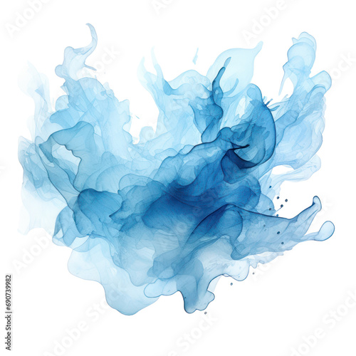 watercolor light blue splash isolated on white background PNG File.