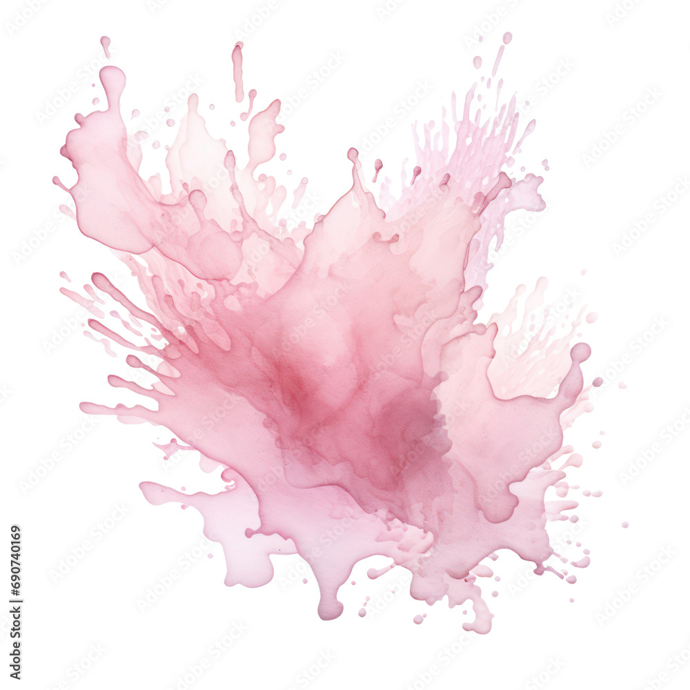 watercolor pink splash isolated on white background PNG File.
