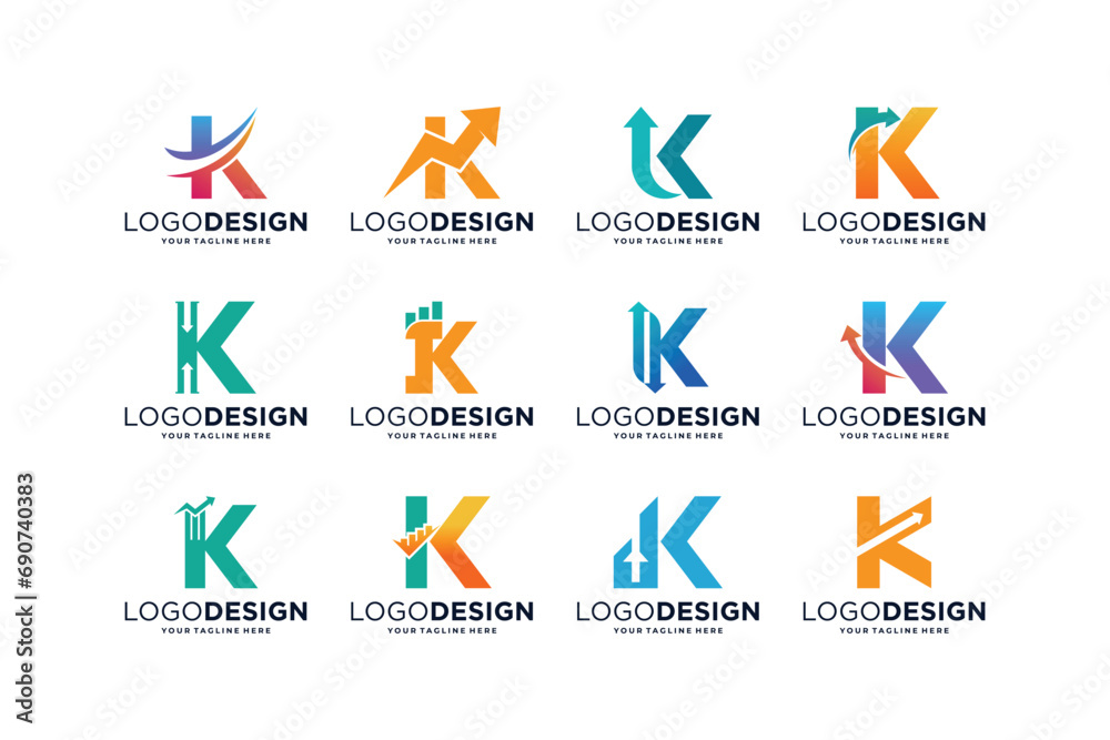 Collection of letter K accounting financial logo design inspiration Collection of letter K accounting financial logo design inspiration