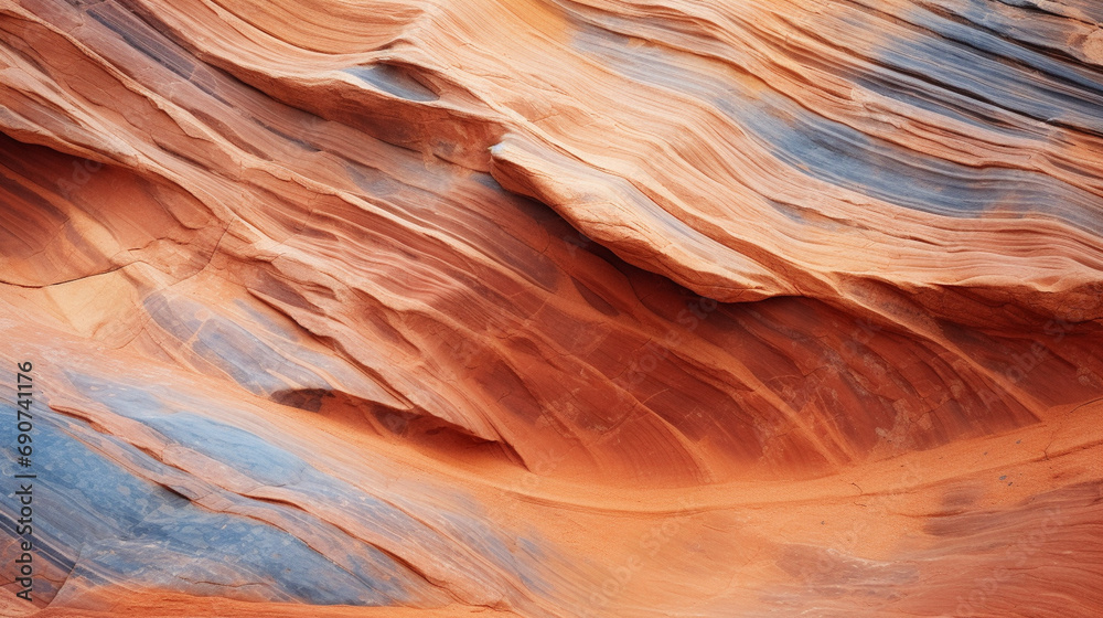 Obraz premium Canyon Wall Abstract Patterns: A mesmerizing capture of abstract patterns and textures on canyon walls, formed over centuries by wind, water, and the elements.