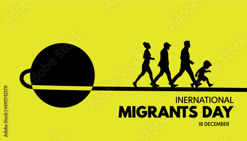 International migrants day background ,  banner, illustration