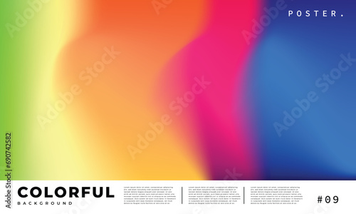 Colorful fluid and blurred gradient mesh background. Abstract wavy smooth gradation backdrop design. Contemporary color flow design for poster, banner, catalog, cover, magazine, or leaflet.