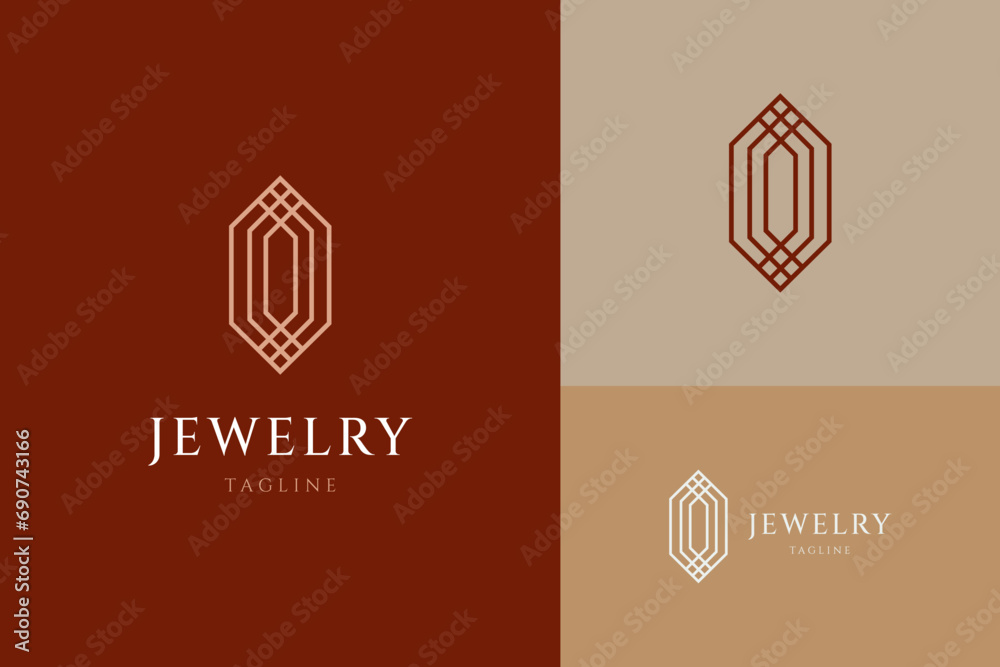 Jewelry business logo design concept in simple line art style Jewelry business logo design concept in simple line art style