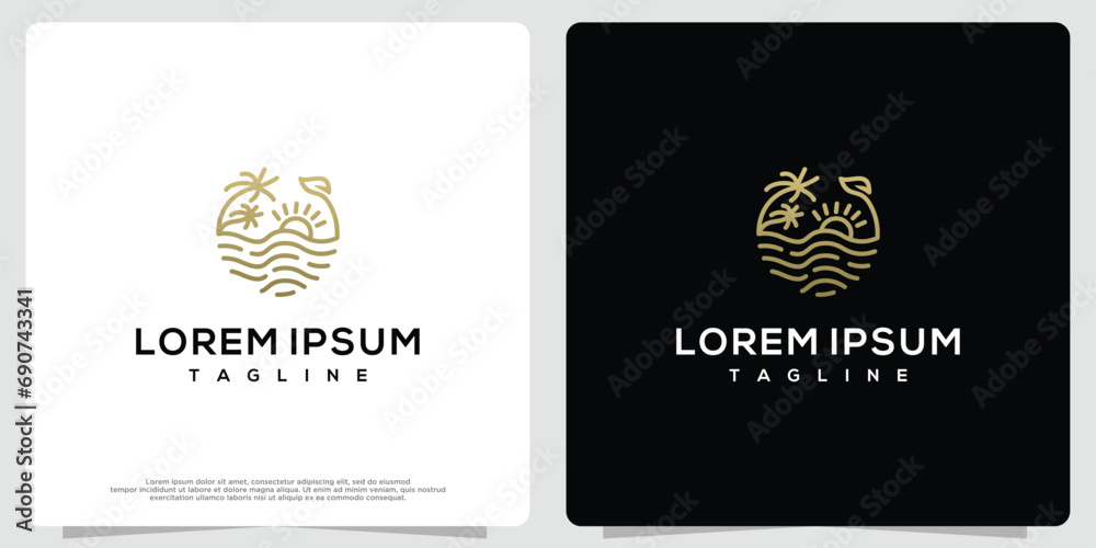 Sunrise logo design in circle concept Sunrise logo design in circle concept