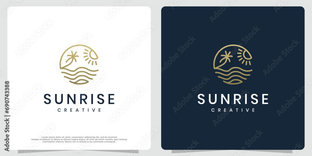 sunrise logo design made with lines sunrise logo design made with lines
