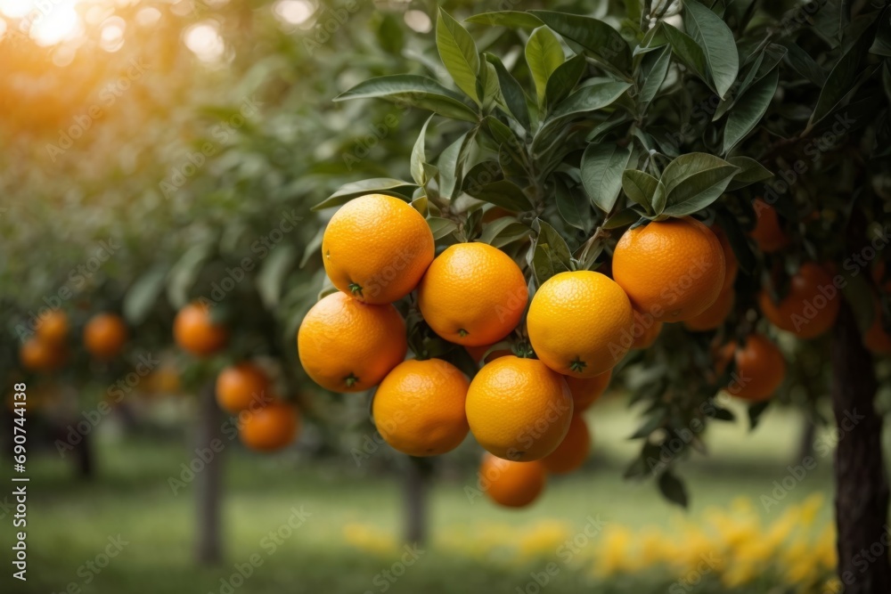 A Bunch of Oranges Hanging From a Tree