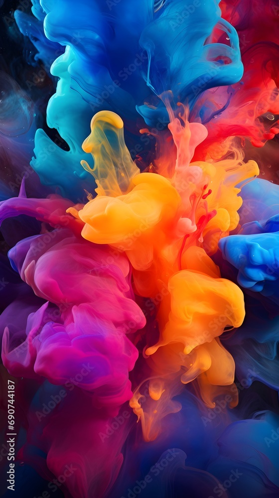 Fototapeta premium Ethereal Liquid Art: Vibrant Ink Diffusion in Water