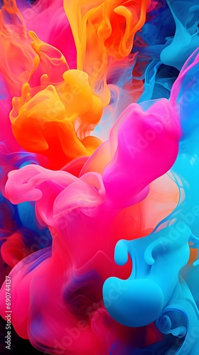 Vibrant Ink Swirls in Water - Abstract Macro Art