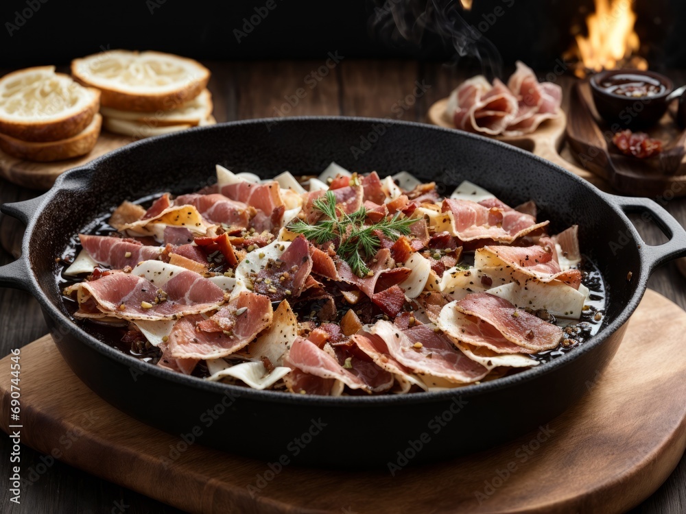 A Delicious Stir-Fry Dish on a Rustic Wooden Cutting Board