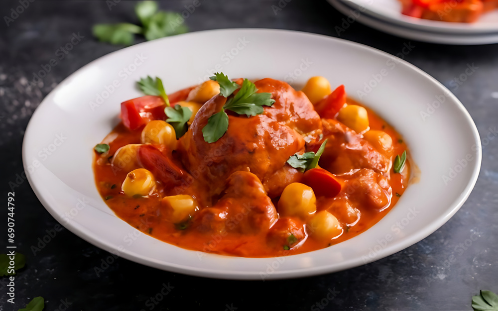 Capture the essence of Chicken Paprikash in a mouthwatering food photography shot Generative AI Capture the essence of Chicken Paprikash in a mouthwatering food photography shot Generative AI