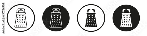 Cheese grater icon set. kitchen slicer shredder vector symbol in black filled and outlined style. photo