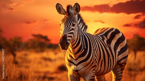 zebra at sunset a close up of its face