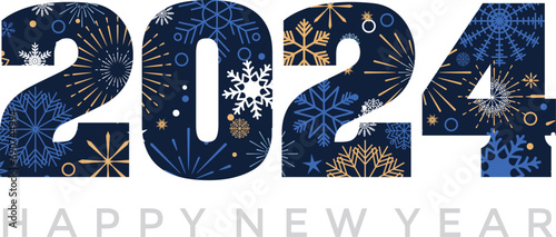 Happy new year 2024 design. With colorful truncated number illustrations. Premium vector design for poster, banner, greeting and new year 2024 celebration.