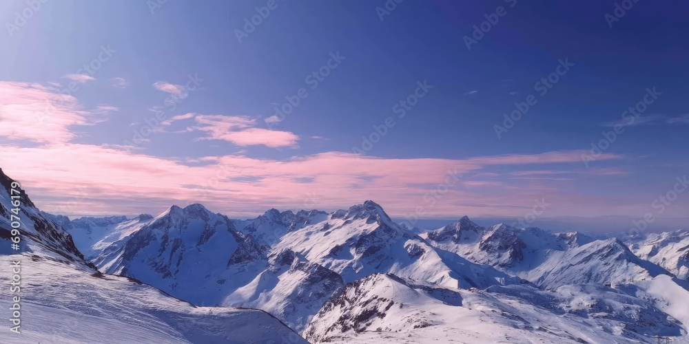 Fototapeta premium When you are at the top of the world you can see as the huge mountains that grow out of the ground are covered in full of snow. Worth it!