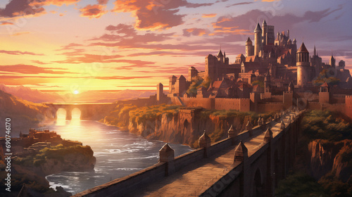  epic medieval fantasy castle kingdom illustration 