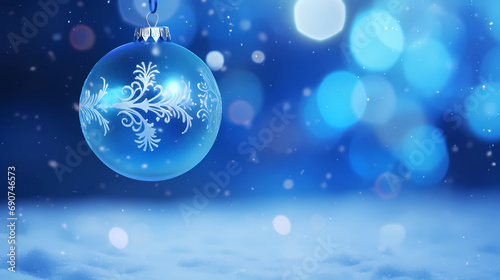 Christmas Wallpaper - Blue Ornament in the Snow