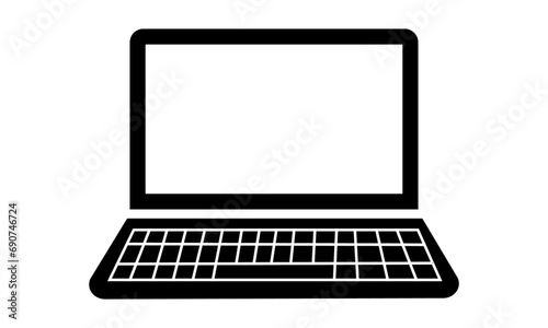 Laptop computer or notebook flat icon isolated on transparent background.