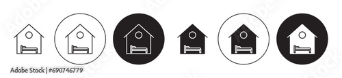 Accommodation line icon set. Homestay place vector symbol. Hostel sign in suitable for apps and websites UI designs. photo