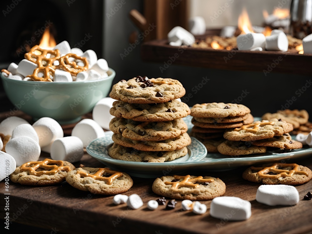 Delicious Assortment of Cookies and Marshmallows Delicious Assortment of Cookies and Marshmallows