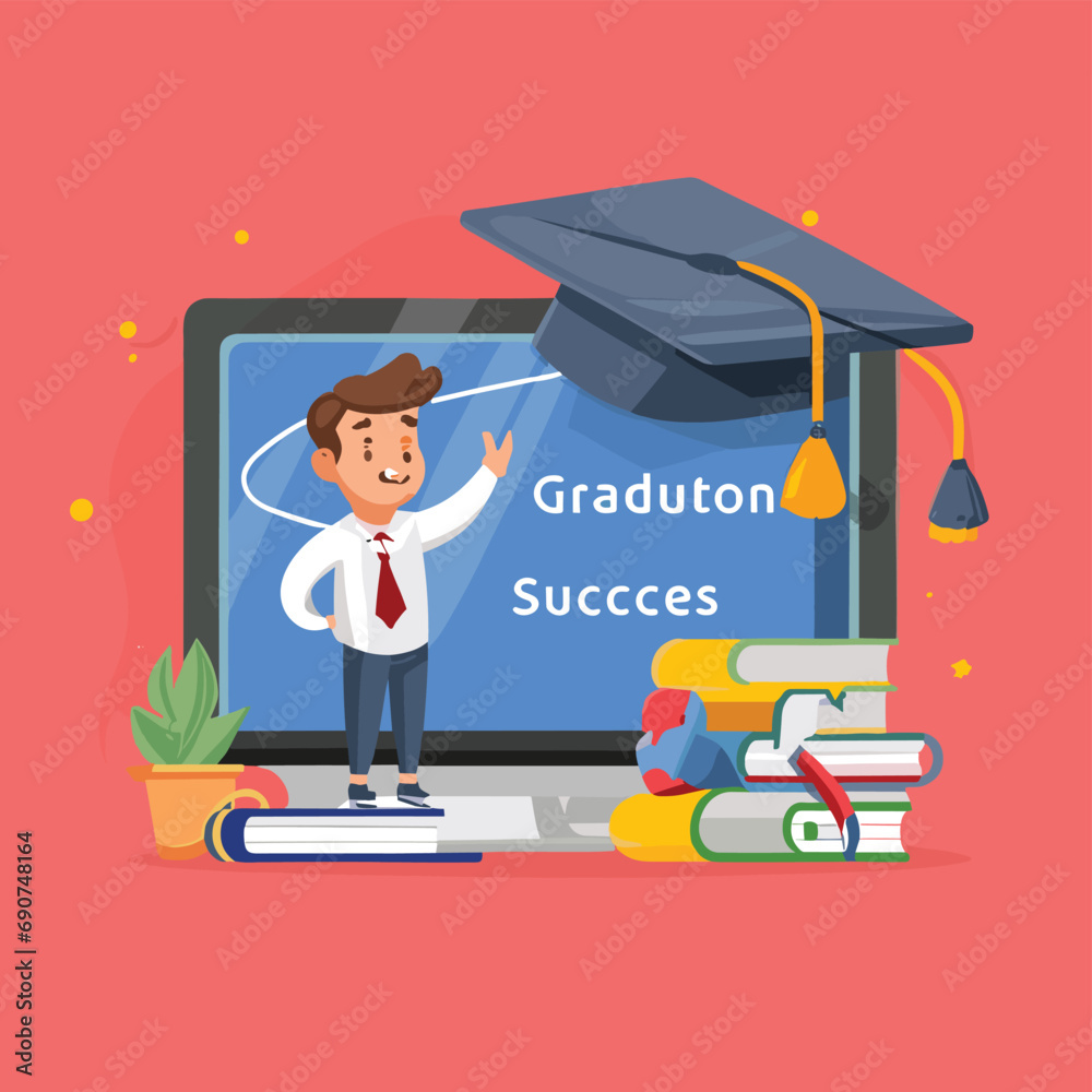 2d vector illustration colorful business , TRAINING and study work hard successes 