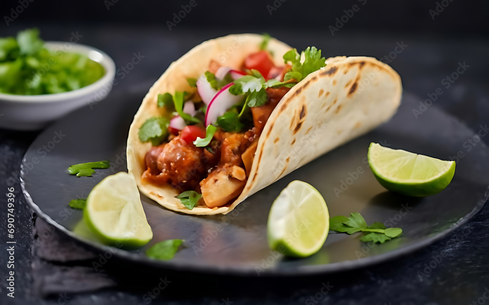 Capture the essence of Hard Shell Taco in a mouthwatering food photography shot Generative AI
