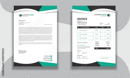 Corporate modern professional clean business invoice and letterhead design template with yellow blue green and red color creative modern letter head design template for your project letterhead.
