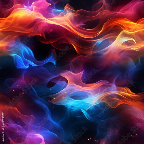 abstract multi-colored smoke on a black background