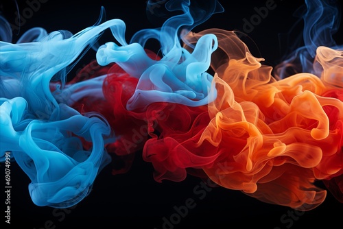 abstract multi-colored smoke on a black background