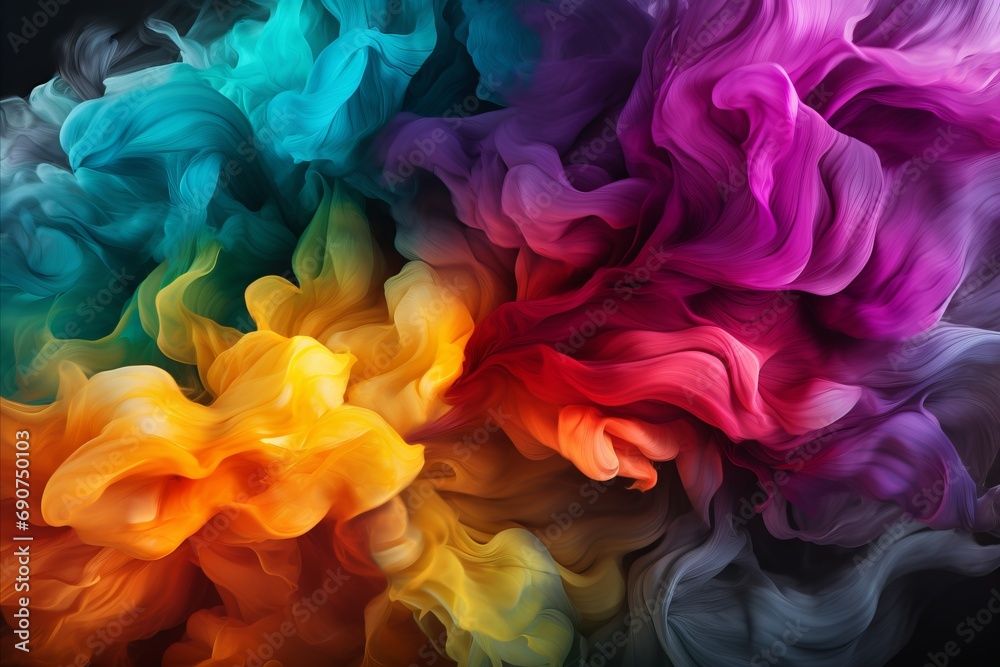 Fototapeta premium abstract multi-colored smoke on a black background