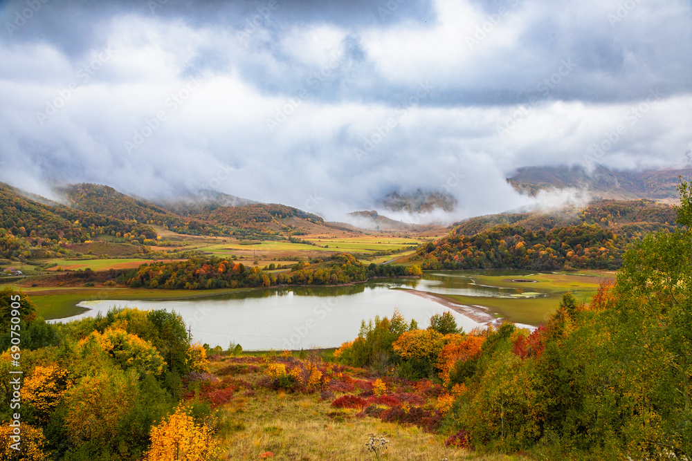 Mountain lake on autumn day