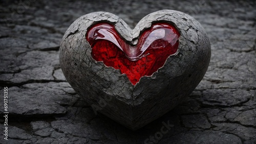 Heart-Shaped Object Resting on a Rock