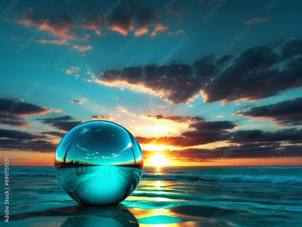 A Glass Ball Floating on Top of a Body of Water A Glass Ball Floating on Top of a Body of Water