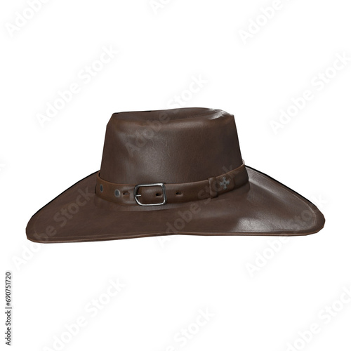 close up on cowboy hat isolated